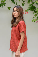 RUST LACE BUTTON TOP Bano Ki Gali