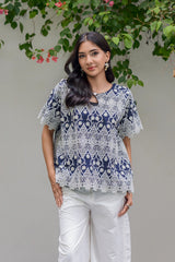 LACE DETAIL PRINTED TOP Bano Ki Gali