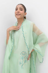 Pine Green with Dupatta & Sleeves (3 Piece) KHUWAABNAMA