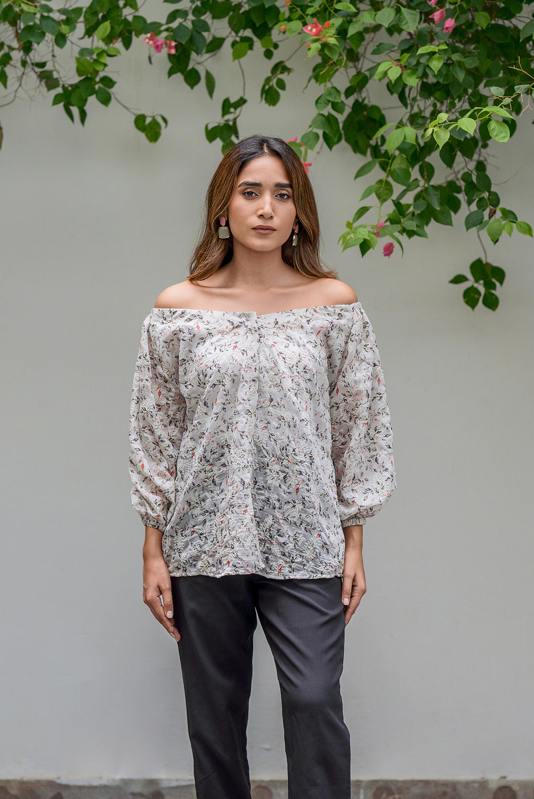 FLORAL OFF SHOULDER PRINTED TOP Bano Ki Gali