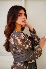 BAH-005 - Deep Olive 2 Pcs Embroidered Suit Bahar