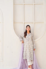 BAH-001 - Lavender 2 Pcs Embroidered Suit Bahar
