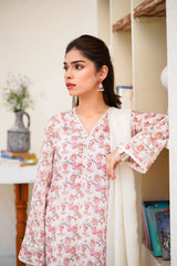 BAH-002 Off White Shirt Detail - Bahar Eid Collection | Bano Ki Gali