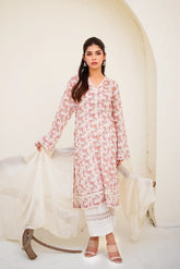 BAH-002 Off White Embroidered 2-Piece Suit - Front View | Bano Ki Gali