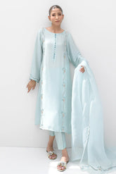 Sky Blue Silk with Dupatta (3 piece)
