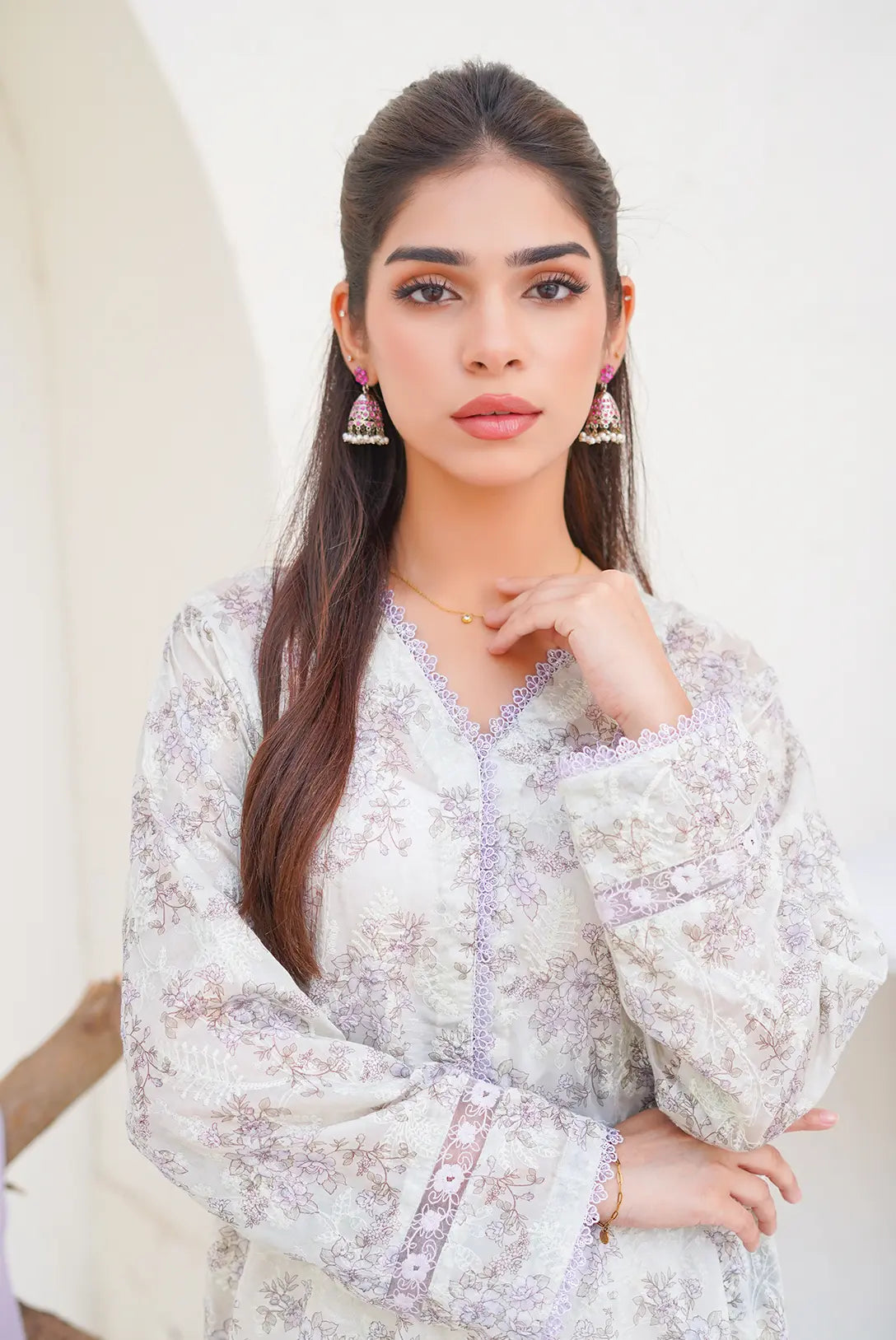 BAH-001 - Lavender 2 Pcs Embroidered Suit Bahar