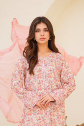 BAH-008 - Peach Silk 2 Pcs Embroidered Suit Bahar