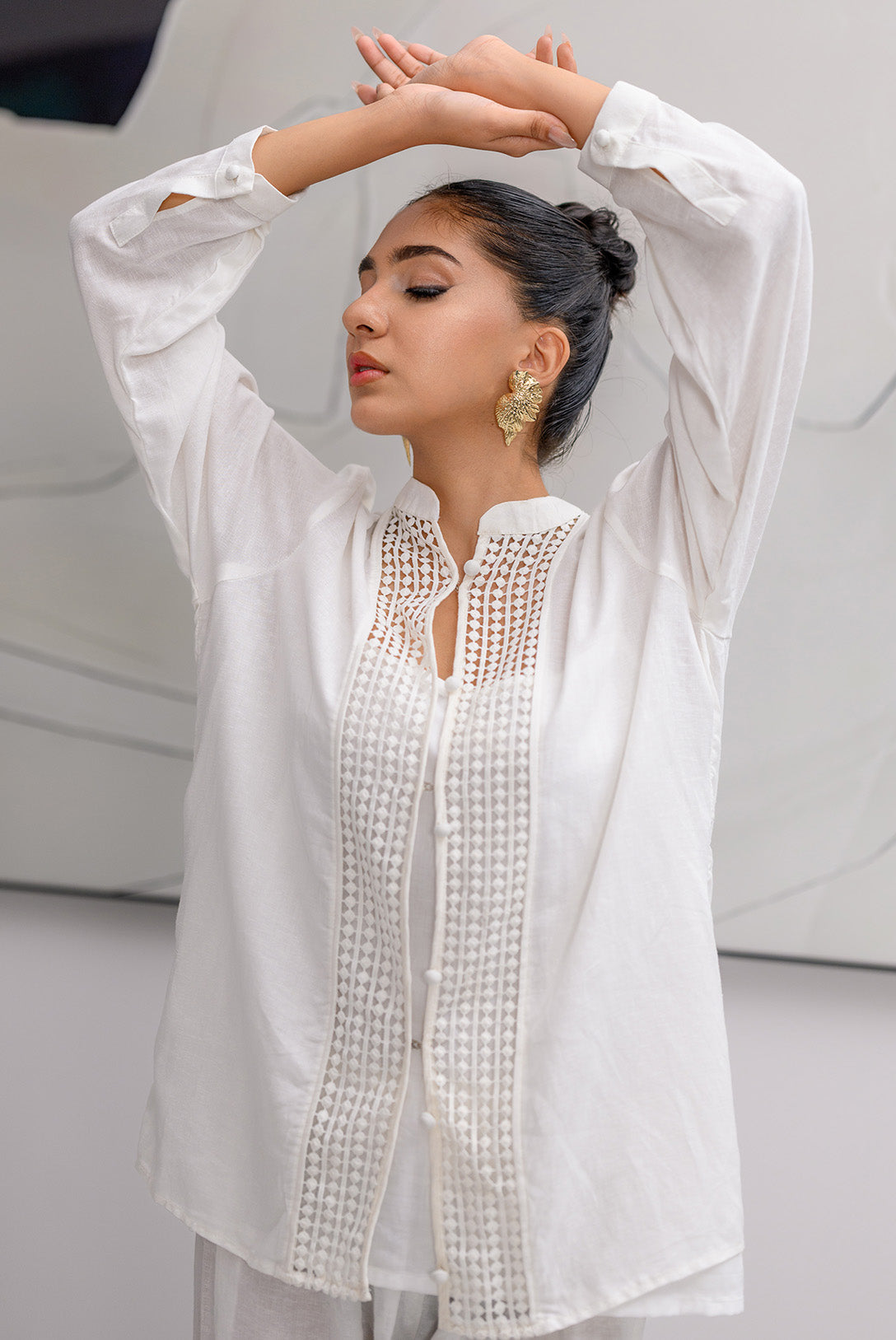 CLASSIC PLEATED White TOP Bano Ki Gali